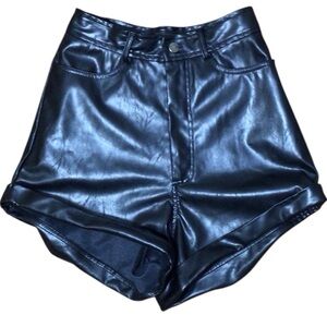 SweatyRocks High Waist Faux Leather Shorts Stretchy Shorts with Pockets size 2
